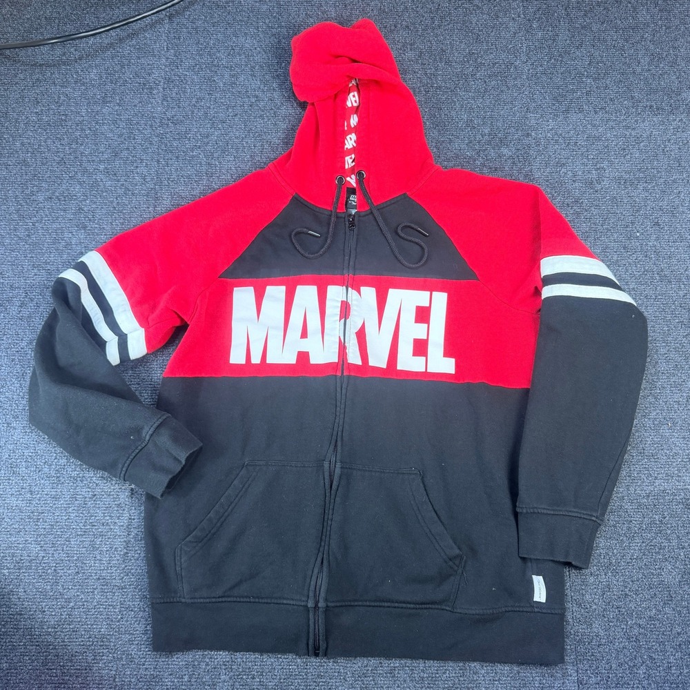 Our‎ Universe Disney Marvel Fullzip Hoodie Men XL Red Black Sweatshirt